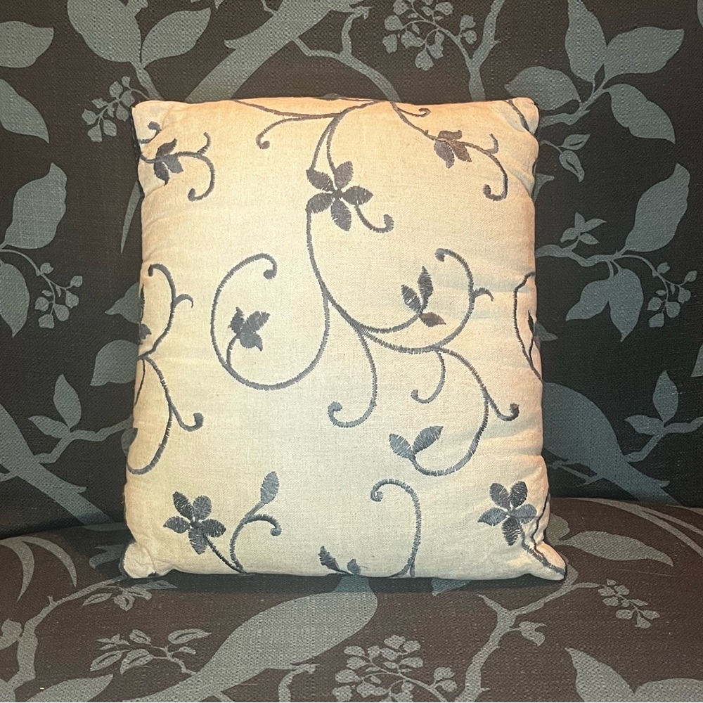 Upcycled Blue and Cream Accent Throw Pillow small
